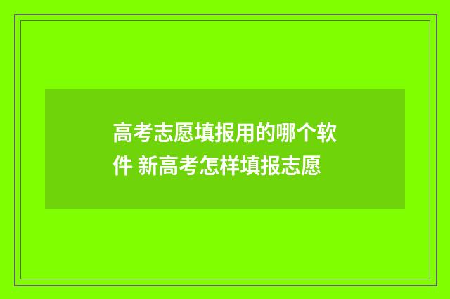高考志愿填报用的哪个软件 新高考怎样填报志愿