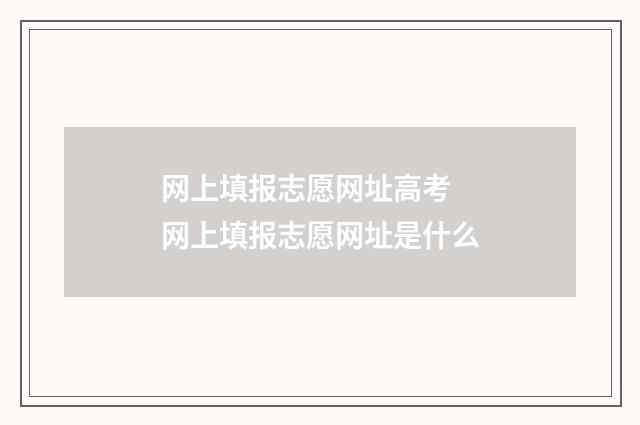 网上填报志愿网址高考 网上填报志愿网址是什么
