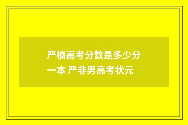 严楠高考分数是多少分一本 严非男高考状元