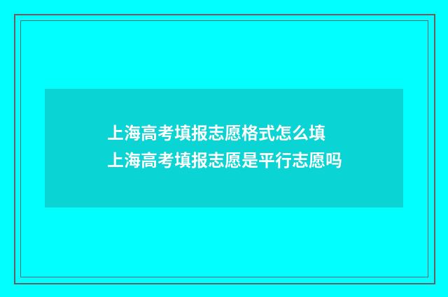 上海高考填报志愿格式怎么填 上海高考填报志愿是平行志愿吗