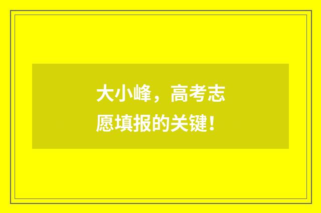 大小峰，高考志愿填报的关键！