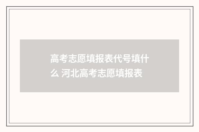 高考志愿填报表代号填什么 河北高考志愿填报表