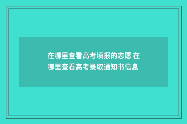 在哪里查看高考填报的志愿 在哪里查看高考录取通知书信息