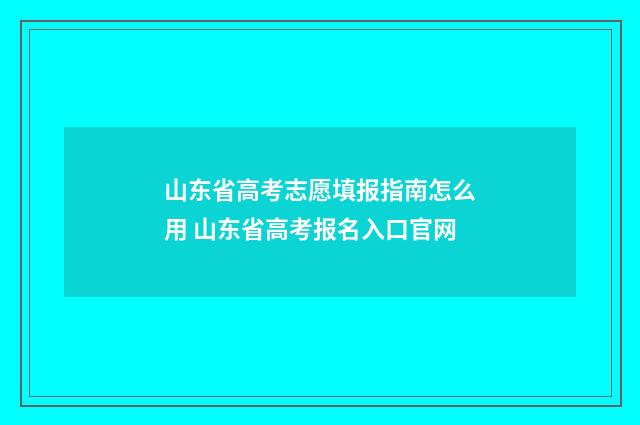 山东省高考志愿填报指南怎么用 山东省高考报名入口官网