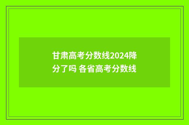 甘肃高考分数线2024降分了吗 各省高考分数线