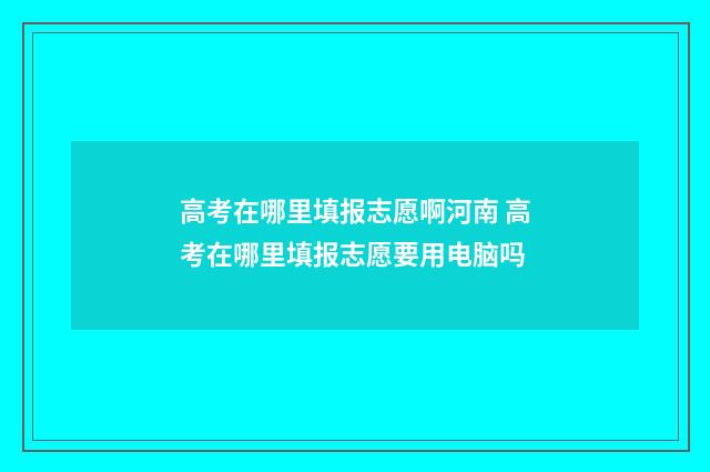高考在哪里填报志愿啊河南 高考在哪里填报志愿要用电脑吗