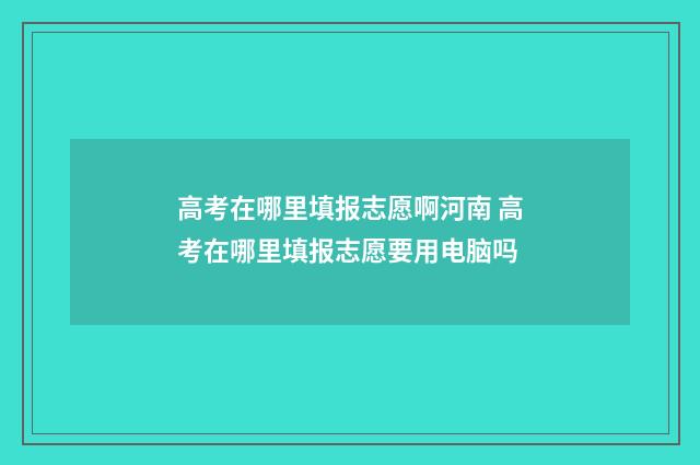 高考在哪里填报志愿啊河南 高考在哪里填报志愿要用电脑吗
