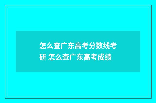 怎么查广东高考分数线考研 怎么查广东高考成绩