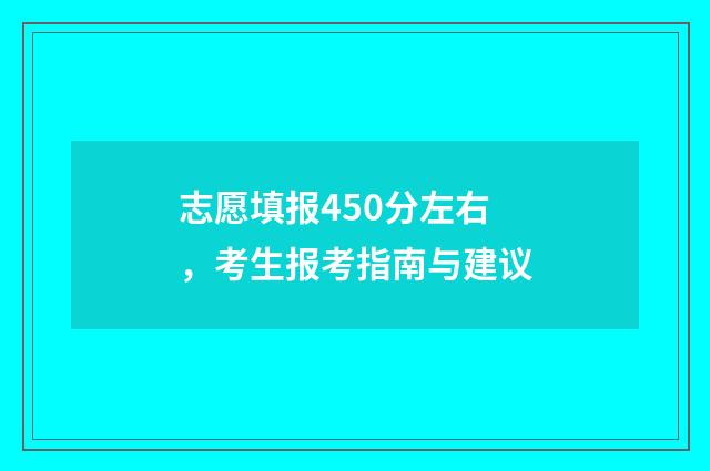 志愿填报450分左右，考生报考指南与建议