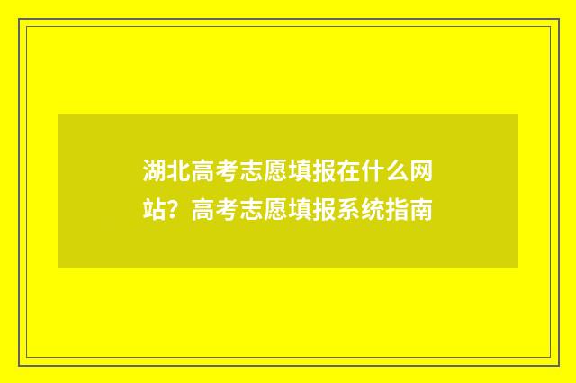 湖北高考志愿填报在什么网站？高考志愿填报系统指南