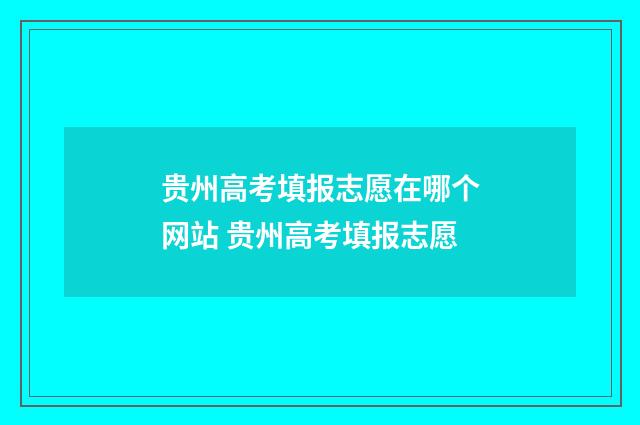 贵州高考填报志愿在哪个网站 贵州高考填报志愿