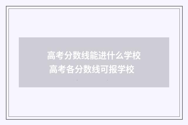 高考分数线能进什么学校 高考各分数线可报学校