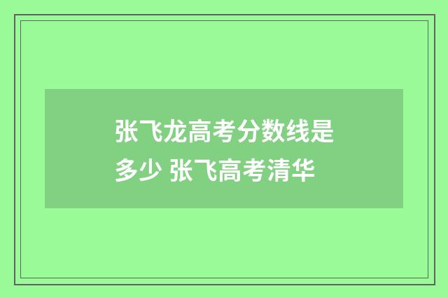张飞龙高考分数线是多少 张飞高考清华