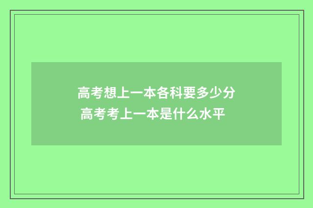 高考想上一本各科要多少分 高考考上一本是什么水平