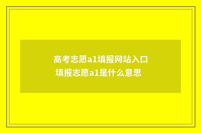 高考志愿a1填报网站入口 填报志愿a1是什么意思