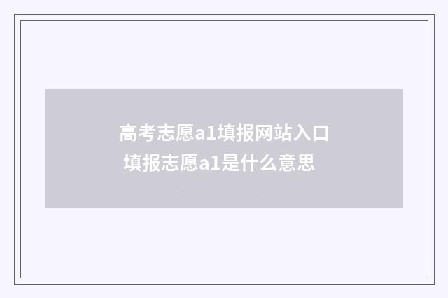 高考志愿a1填报网站入口 填报志愿a1是什么意思