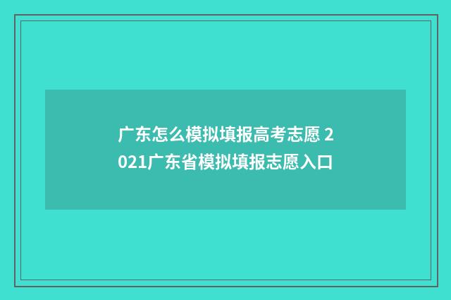 广东怎么模拟填报高考志愿 2021广东省模拟填报志愿入口