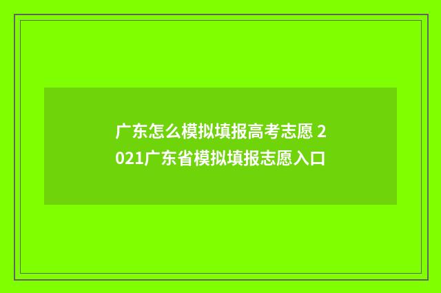 广东怎么模拟填报高考志愿 2021广东省模拟填报志愿入口