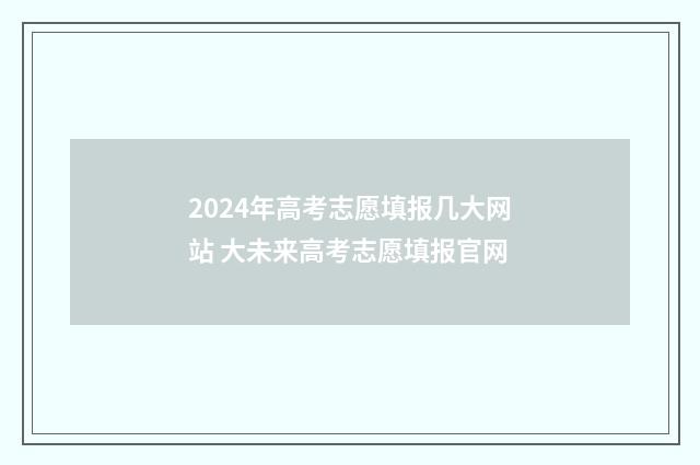 2024年高考志愿填报几大网站 大未来高考志愿填报官网
