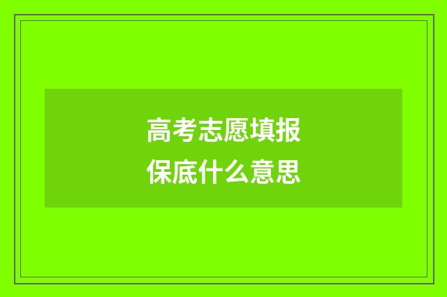 高考志愿填报保底什么意思