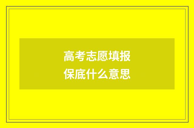高考志愿填报保底什么意思