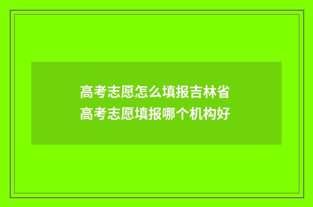 高考志愿怎么填报吉林省 高考志愿填报哪个机构好