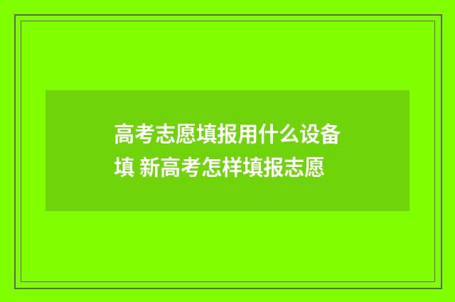 高考志愿填报用什么设备填 新高考怎样填报志愿