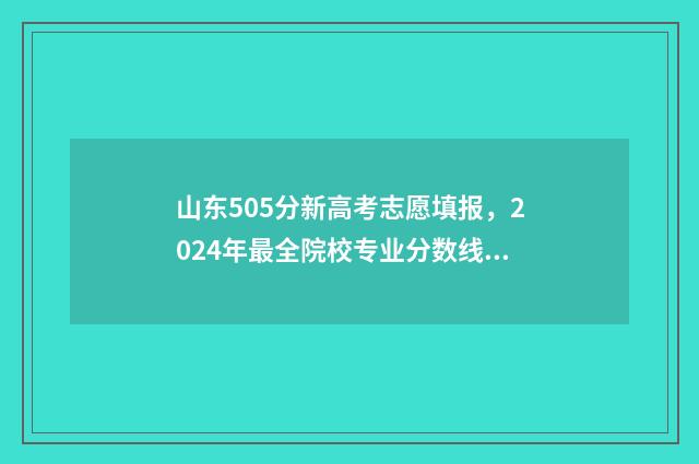 山东505分新高考志愿填报，2024年最全院校专业分数线及报考指南 山东高考508分