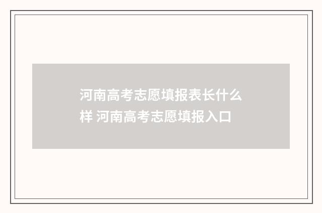 河南高考志愿填报表长什么样 河南高考志愿填报入口