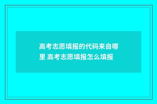 高考志愿填报的代码来自哪里 高考志愿填报怎么填报