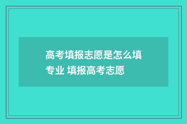 高考填报志愿是怎么填专业 填报高考志愿