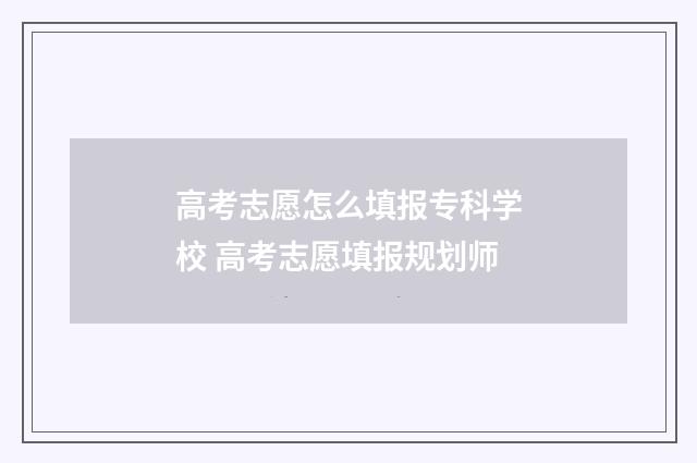 高考志愿怎么填报专科学校 高考志愿填报规划师