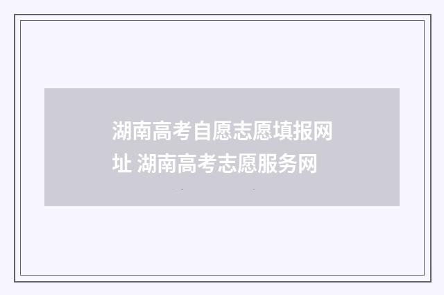 湖南高考自愿志愿填报网址 湖南高考志愿服务网