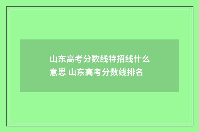 山东高考分数线特招线什么意思 山东高考分数线排名