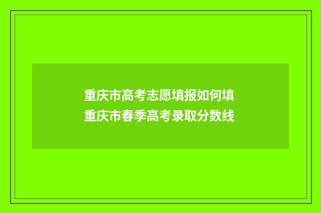 重庆市高考志愿填报如何填 重庆市春季高考录取分数线