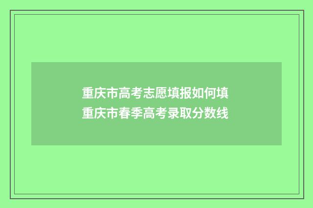 重庆市高考志愿填报如何填 重庆市春季高考录取分数线