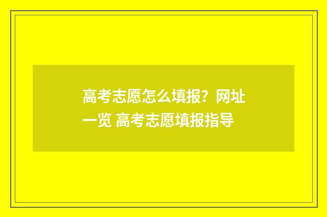 高考志愿怎么填报？网址一览 高考志愿填报指导