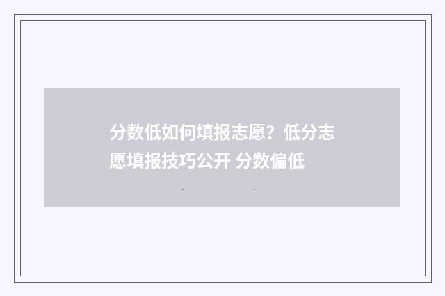 分数低如何填报志愿？低分志愿填报技巧公开 分数偏低