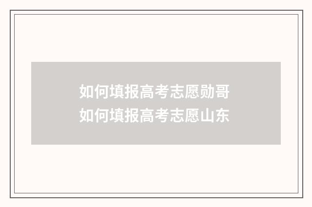如何填报高考志愿勋哥 如何填报高考志愿山东
