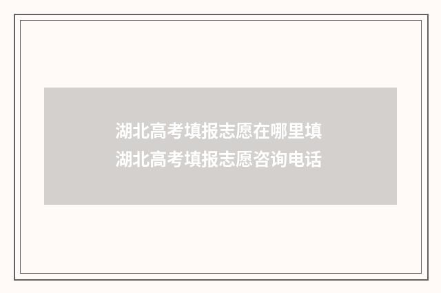 湖北高考填报志愿在哪里填 湖北高考填报志愿咨询电话