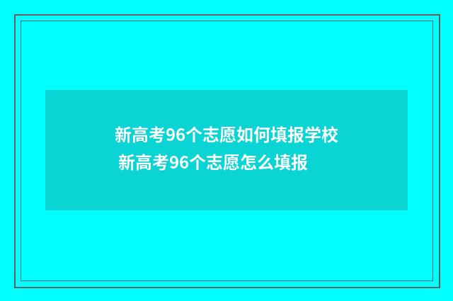 新高考96个志愿如何填报学校 新高考96个志愿怎么填报
