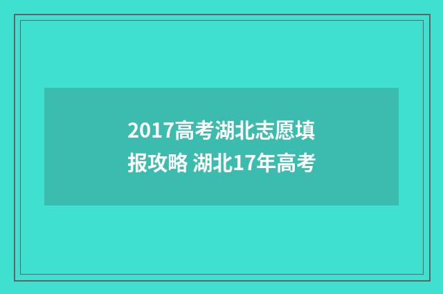 2017高考湖北志愿填报攻略 湖北17年高考