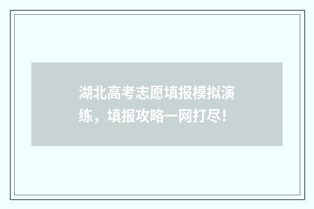 湖北高考志愿填报模拟演练，填报攻略一网打尽！