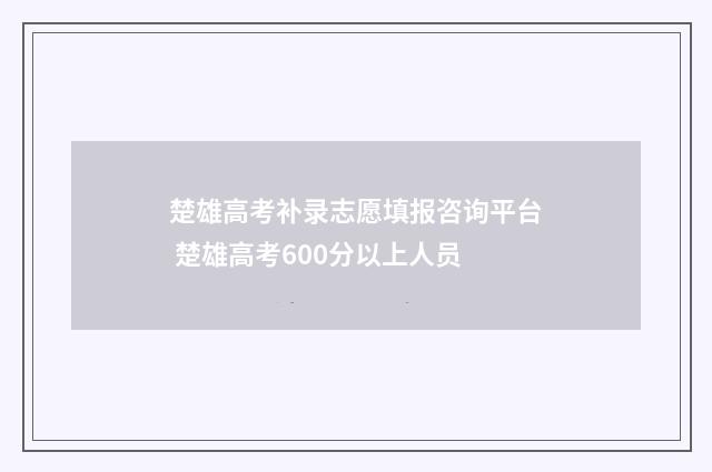 楚雄高考补录志愿填报咨询平台 楚雄高考600分以上人员