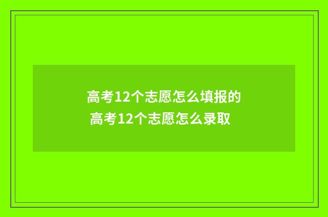 高考12个志愿怎么填报的 高考12个志愿怎么录取