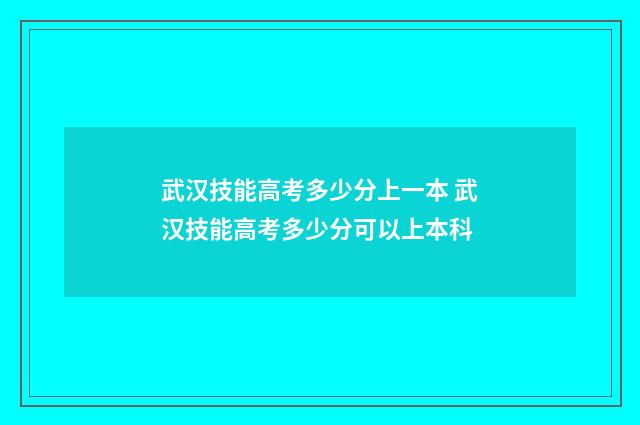 武汉技能高考多少分上一本 武汉技能高考多少分可以上本科