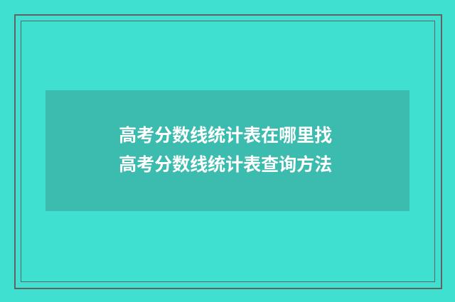 高考分数线统计表在哪里找 高考分数线统计表查询方法