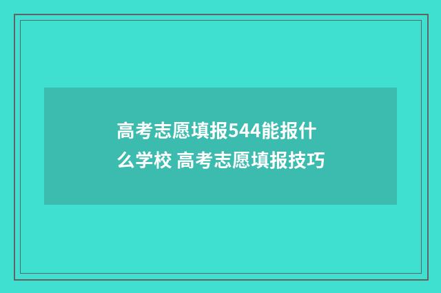 高考志愿填报544能报什么学校 高考志愿填报技巧