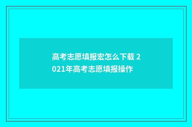 高考志愿填报宏怎么下载 2021年高考志愿填报操作