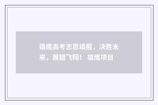 雄鹰高考志愿填报，决胜未来，展翅飞翔！ 雄鹰项目